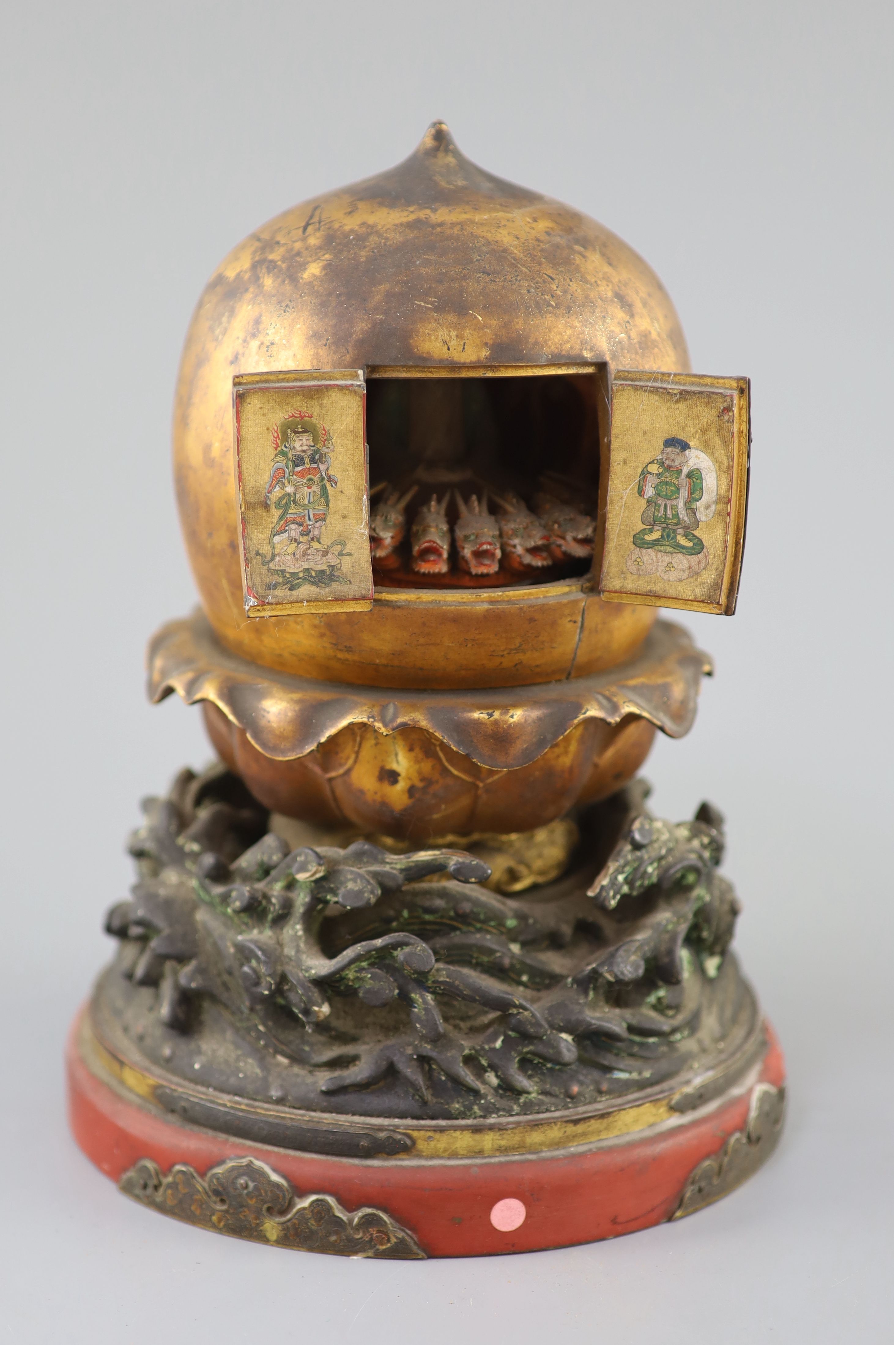 A Japanese lacquer portable shrine (zushi), 19th century, 25cm high, Provenance - A. T. Arber-Cooke